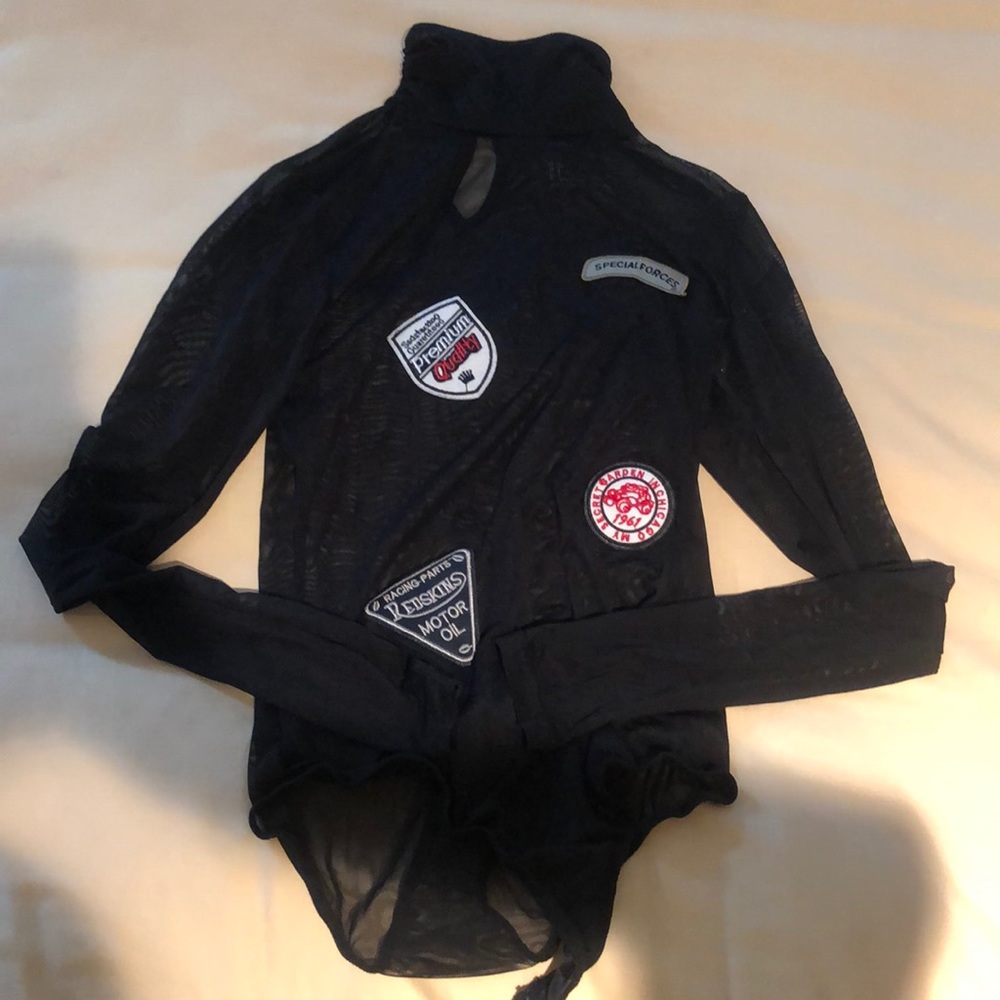 Black mesh patches Body suit